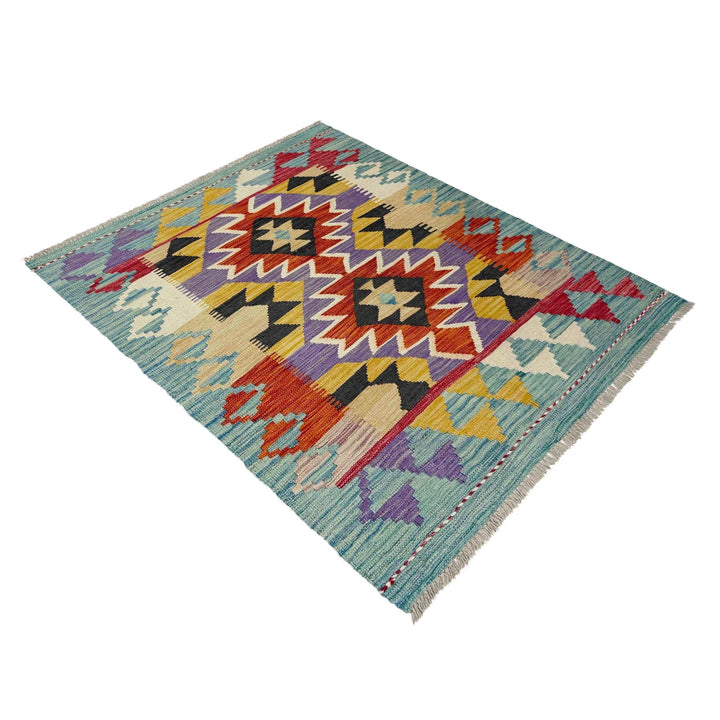 Afghan Vegetable Kilim Rug 3' 6" x 4' 9" Flat-Weave | No. AL491321
