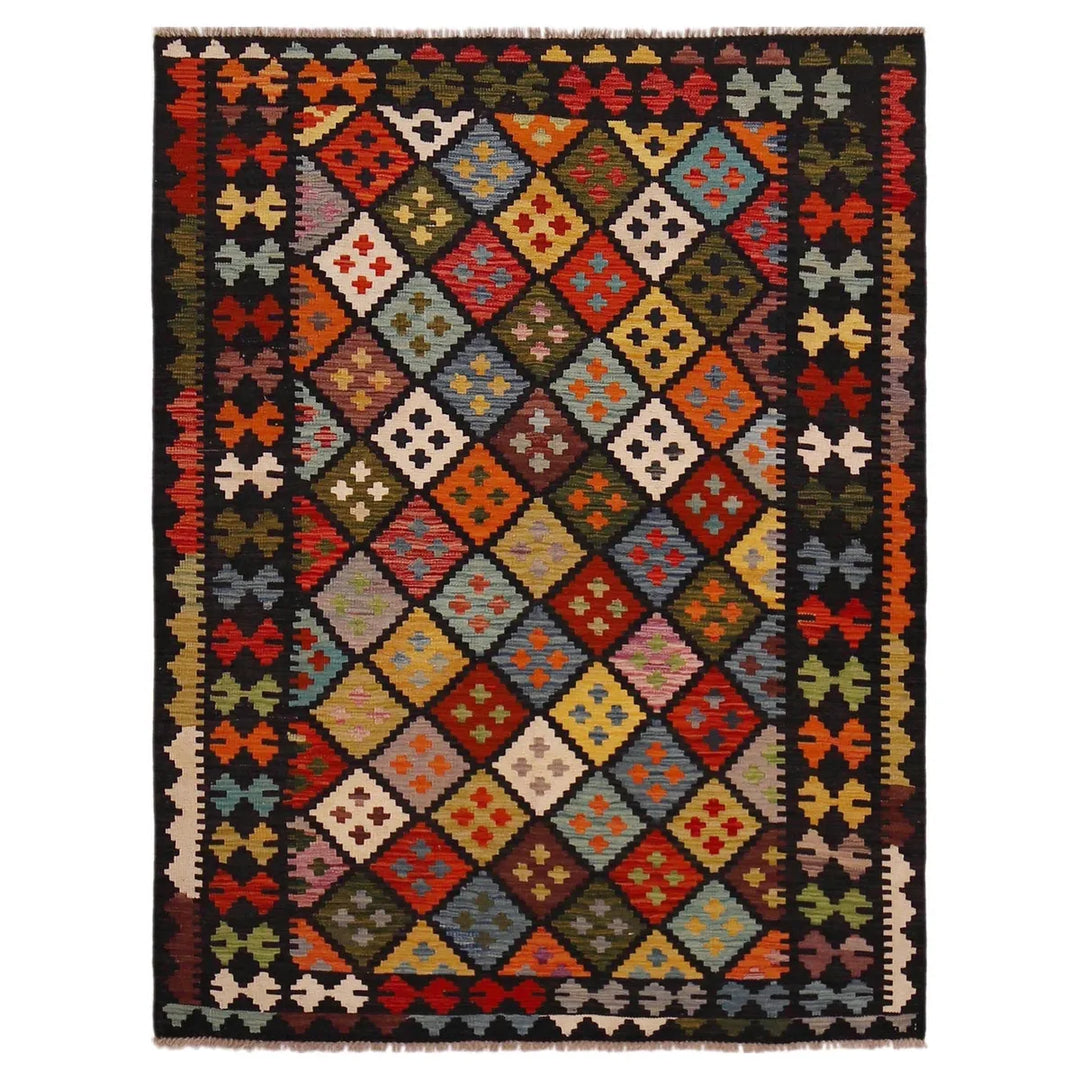 Afghan Kilim Rug 5' 0" x 6' 8" Flat-Weave | No. AL49142