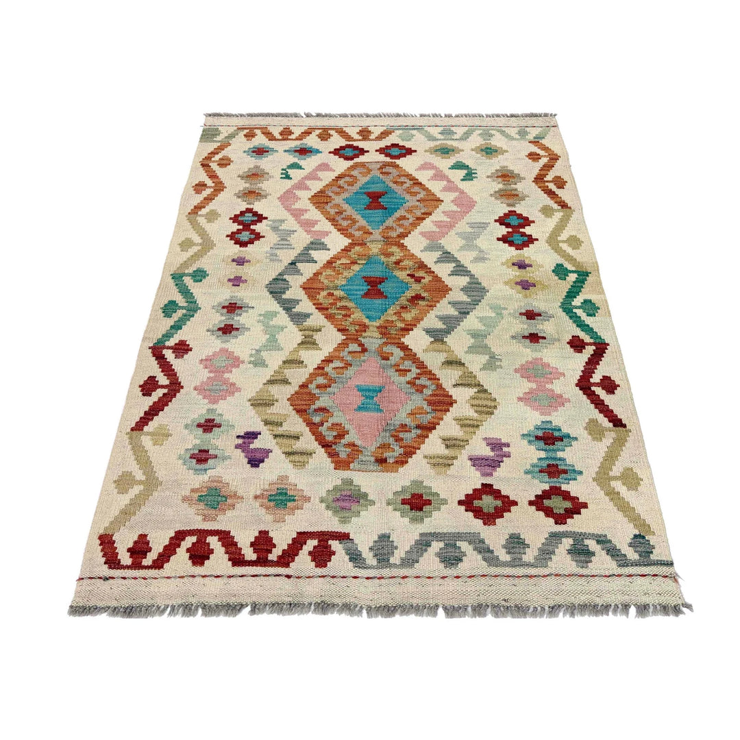 Afghan Vegetable Kilim Rug 2' 9" x 4' 2" Flat-Weave | No. AL49205