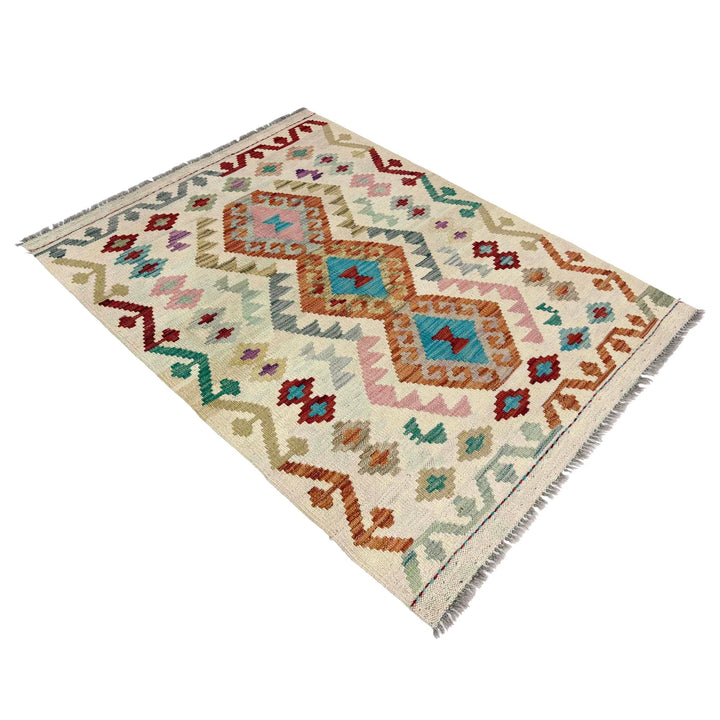 Afghan Vegetable Kilim Rug 2' 9" x 4' 2" Flat-Weave | No. AL49205