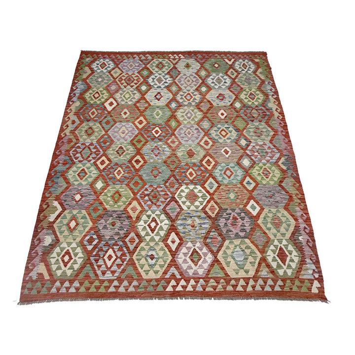 Afghan Kilim Rug 6' 11" x 9' 7" Flat-Weave | No. AL49218