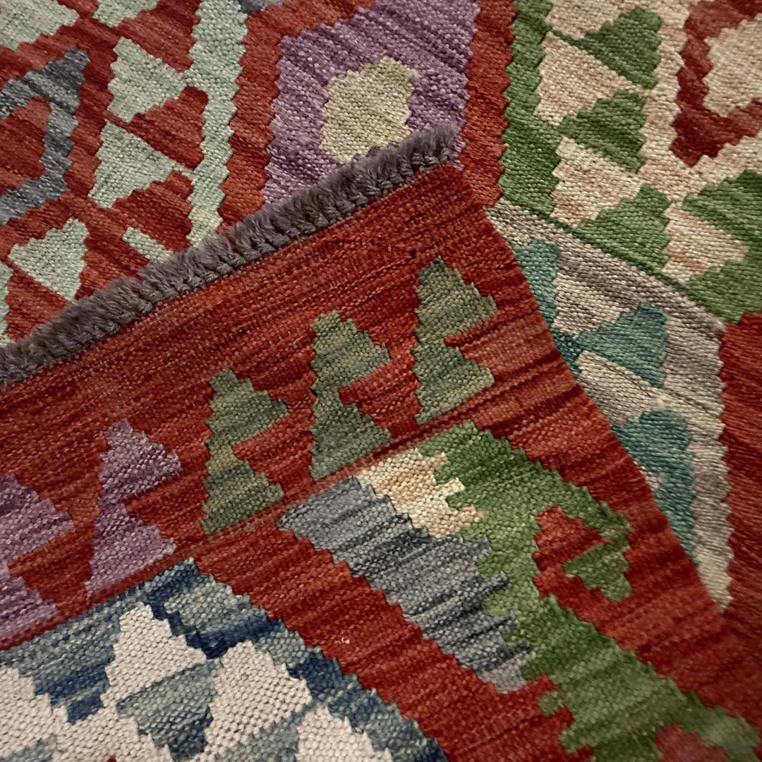 Afghan Kilim Rug 6' 11" x 9' 7" Flat-Weave | No. AL49218
