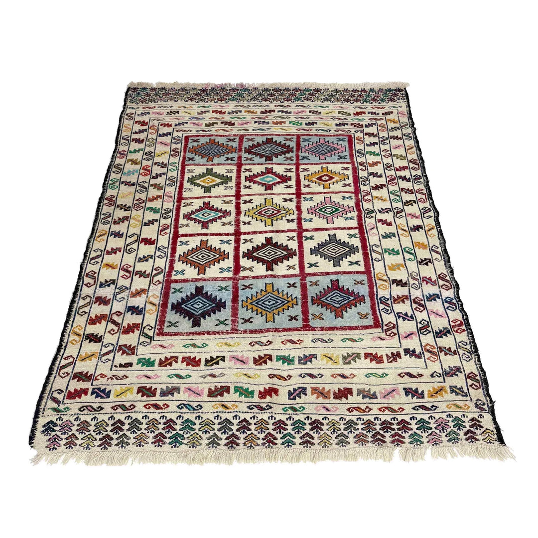 Afghan Soumak Rug 4' 5" x 6' 1" Hand-Knotted | No. AL49228