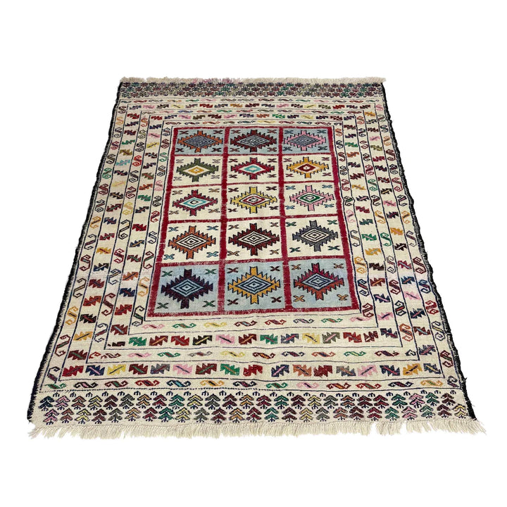 Afghan Soumak Rug 4' 5" x 6' 1" Hand-Knotted | No. AL49228