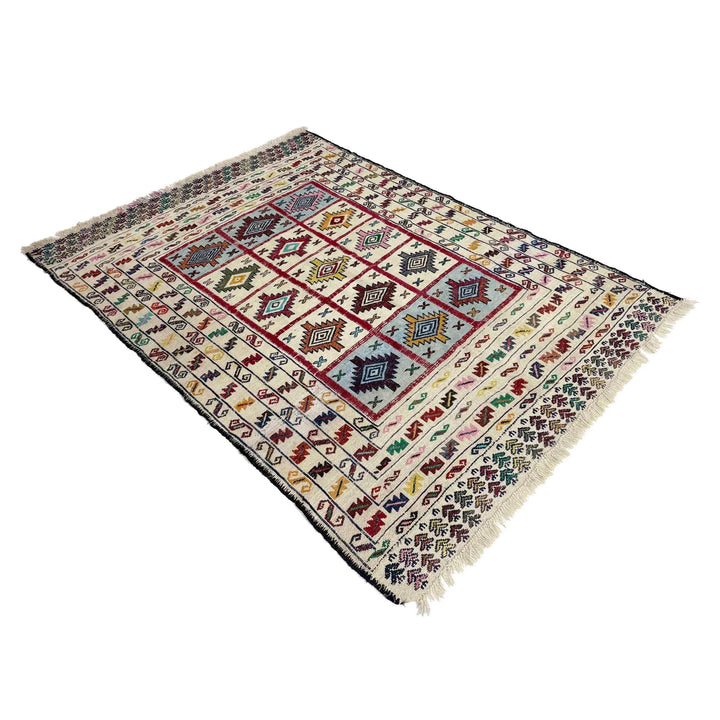 Afghan Soumak Rug 4' 5" x 6' 1" Hand-Knotted | No. AL49228
