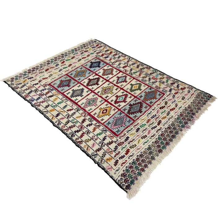 Afghan Soumak Rug 4' 5" x 6' 1" Hand-Knotted | No. AL49228
