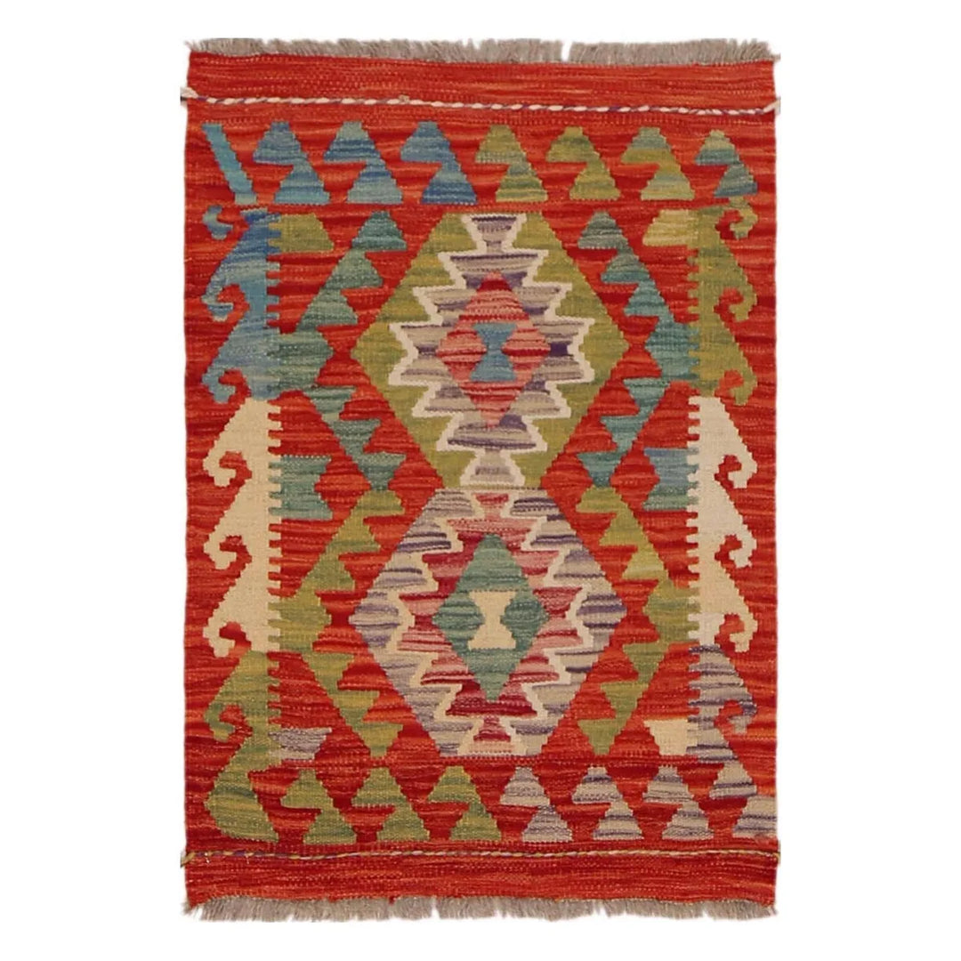 Afghan Kilim Rug 2' 0" x 2' 10" Flat-Weave | No. AL49236