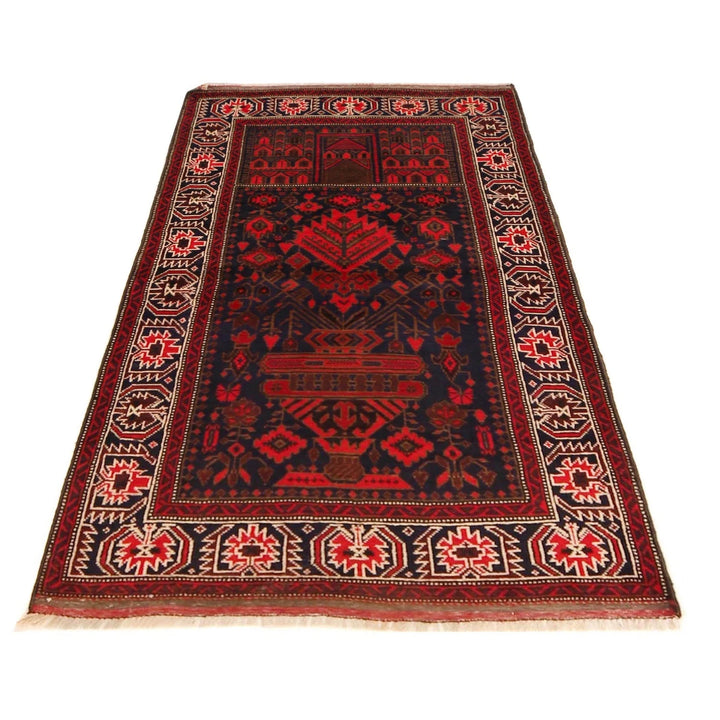 Red Afghan Prayer Rug 2' 11" x 4' 11" Hand-Knotted | No. AL49239
