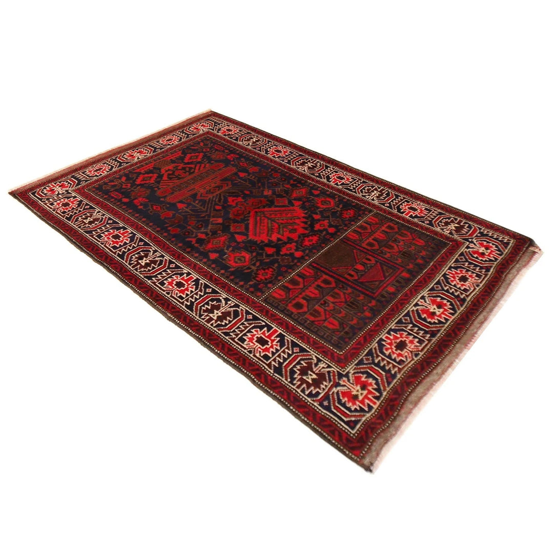 Red Afghan Prayer Rug 2' 11" x 4' 11" Hand-Knotted | No. AL49239