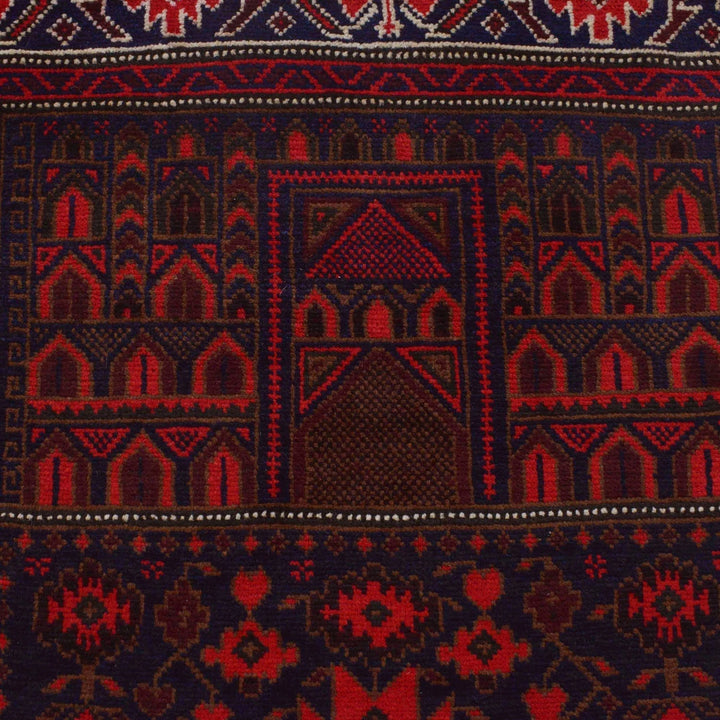 Red Afghan Prayer Rug 2' 11" x 4' 11" Hand-Knotted | No. AL49239