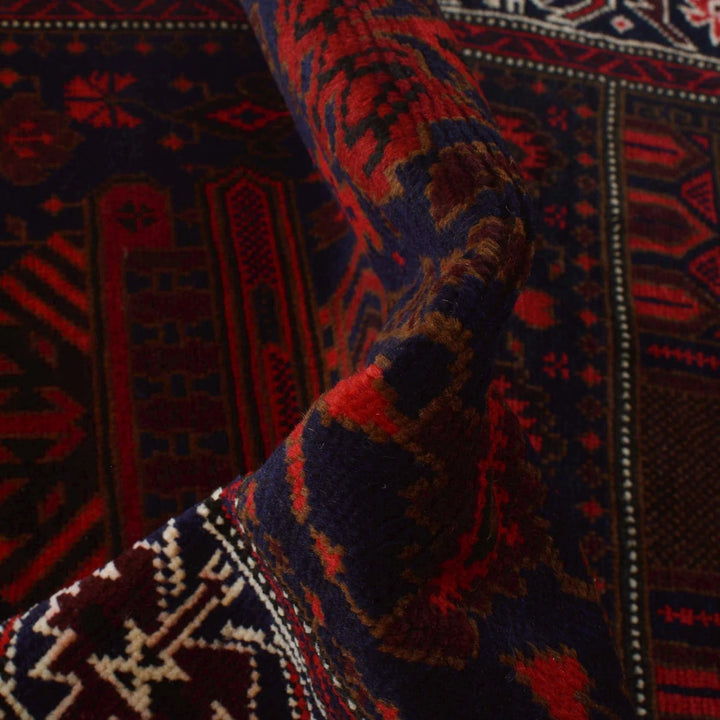 Red Afghan Prayer Rug 2' 11" x 4' 11" Hand-Knotted | No. AL49239