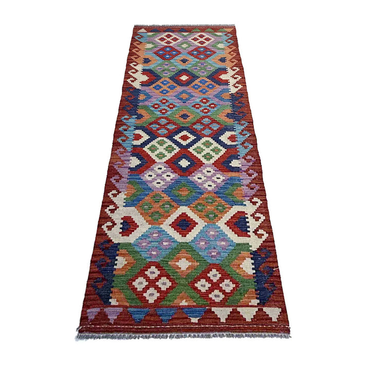 Afghan Vegetable Kilim Rug 2' 7" x 9' 6" Flat-Weave | No. AL49244