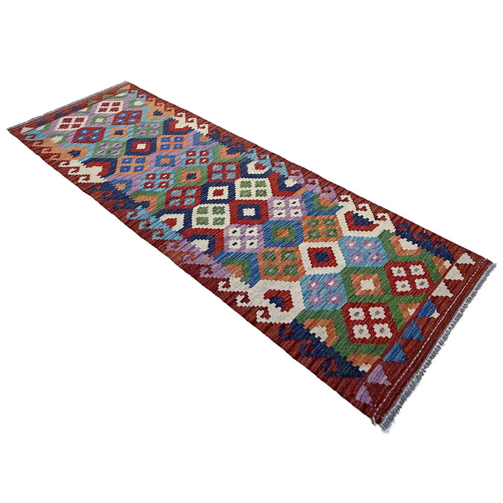 Afghan Vegetable Kilim Rug 2' 7" x 9' 6" Flat-Weave | No. AL49244