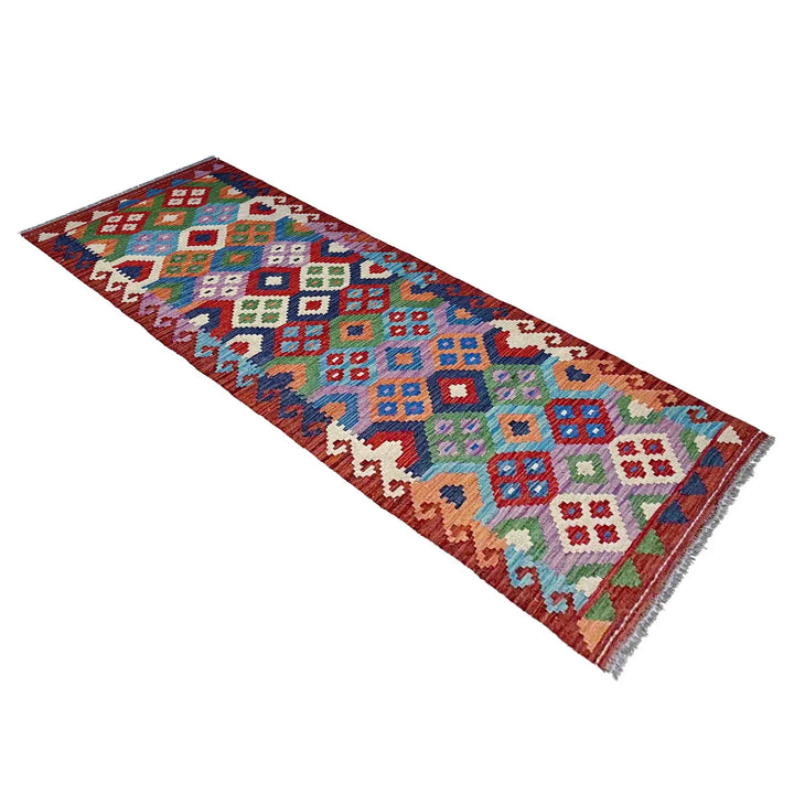 Afghan Vegetable Kilim Rug 2' 7" x 9' 6" Flat-Weave | No. AL49244