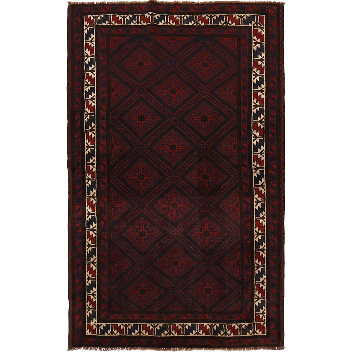 Afghan Baluchi Rug 4' 9" x 7' 10" Hand-Knotted | No. AL49261