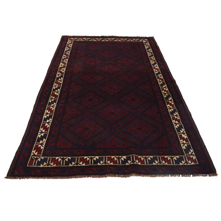 Afghan Baluchi Rug 4' 9" x 7' 10" Hand-Knotted | No. AL49261