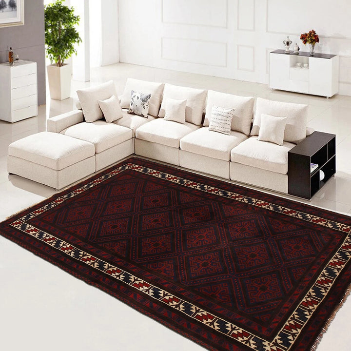 Afghan Baluchi Rug 4' 9" x 7' 10" Hand-Knotted | No. AL49261