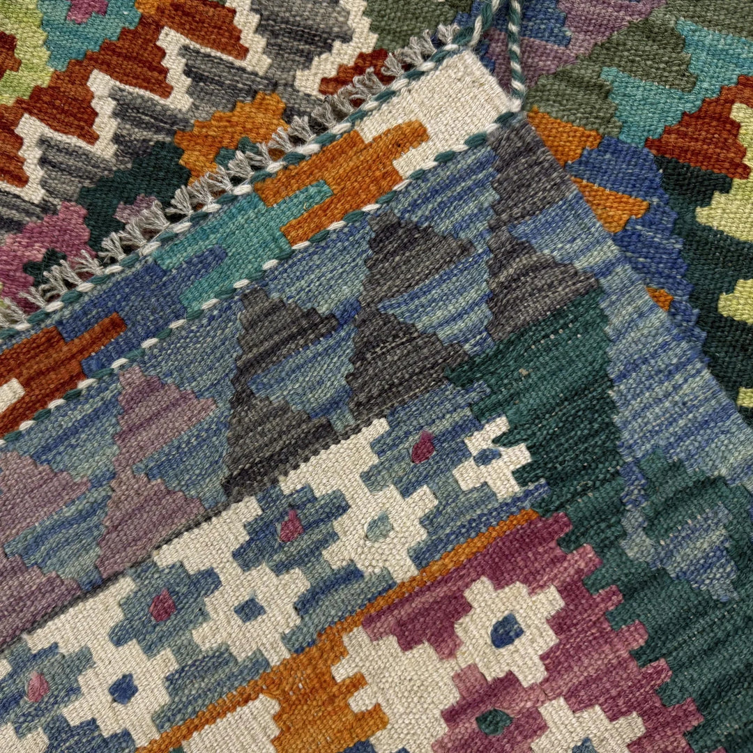 Multicolor Afghan Vegetable Kilim Rug 4' 3" x 6' 3" Flat-Weave | No. AL49289