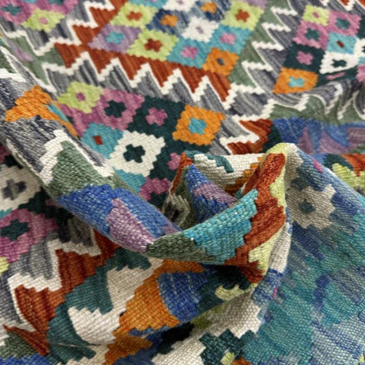 Multicolor Afghan Vegetable Kilim Rug 4' 3" x 6' 3" Flat-Weave | No. AL49289