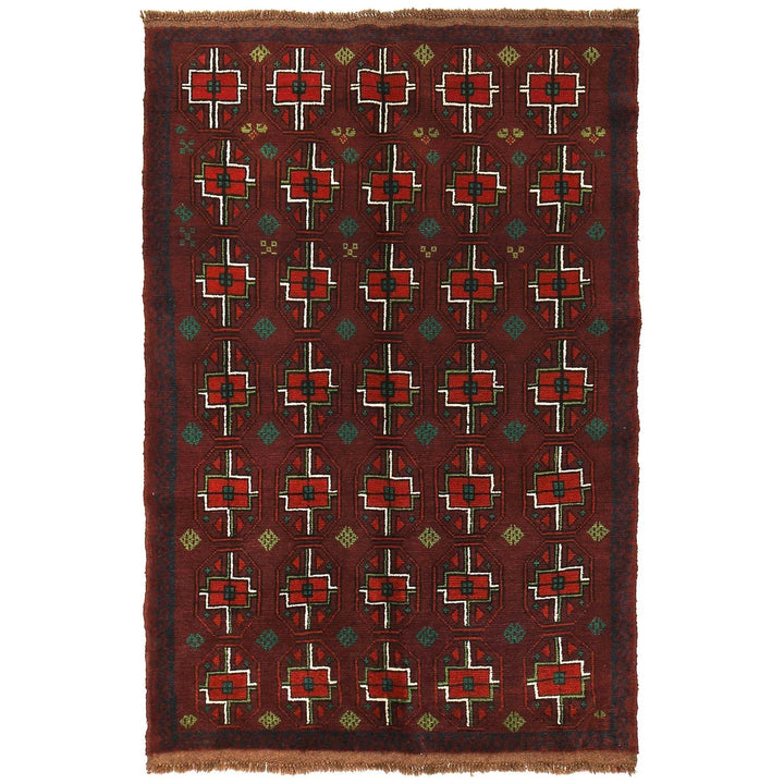 Afghan Baluchi Rug 4' 2" x 6' 2" Hand-Knotted | No. AL49309