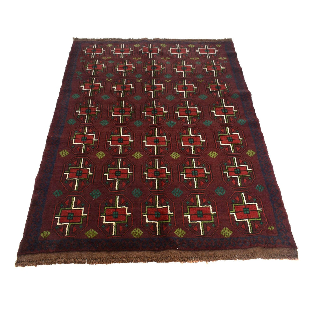Afghan Baluchi Rug 4' 2" x 6' 2" Hand-Knotted | No. AL49309