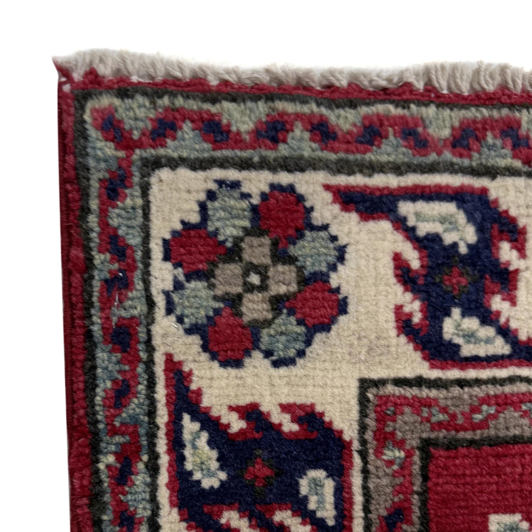 Red Afghan Kazak Rug 2' 7" x 4' 1" Hand-Knotted | No. AL49339