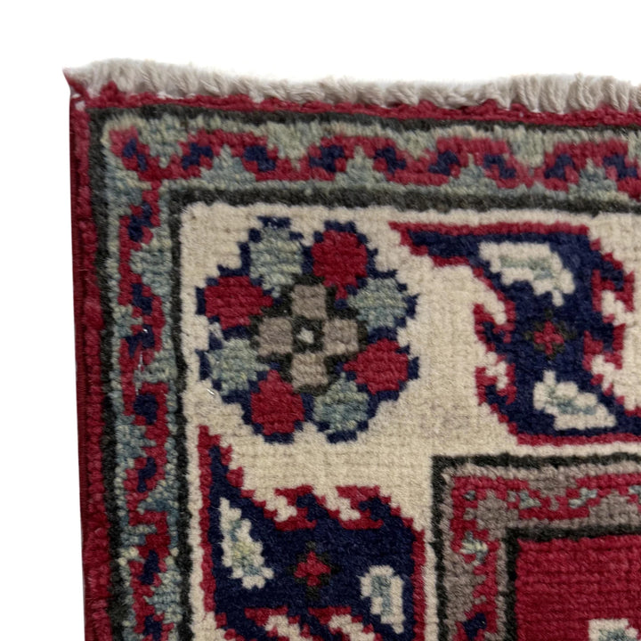 Red Afghan Kazak Rug 2' 7" x 4' 1" Hand-Knotted | No. AL49339