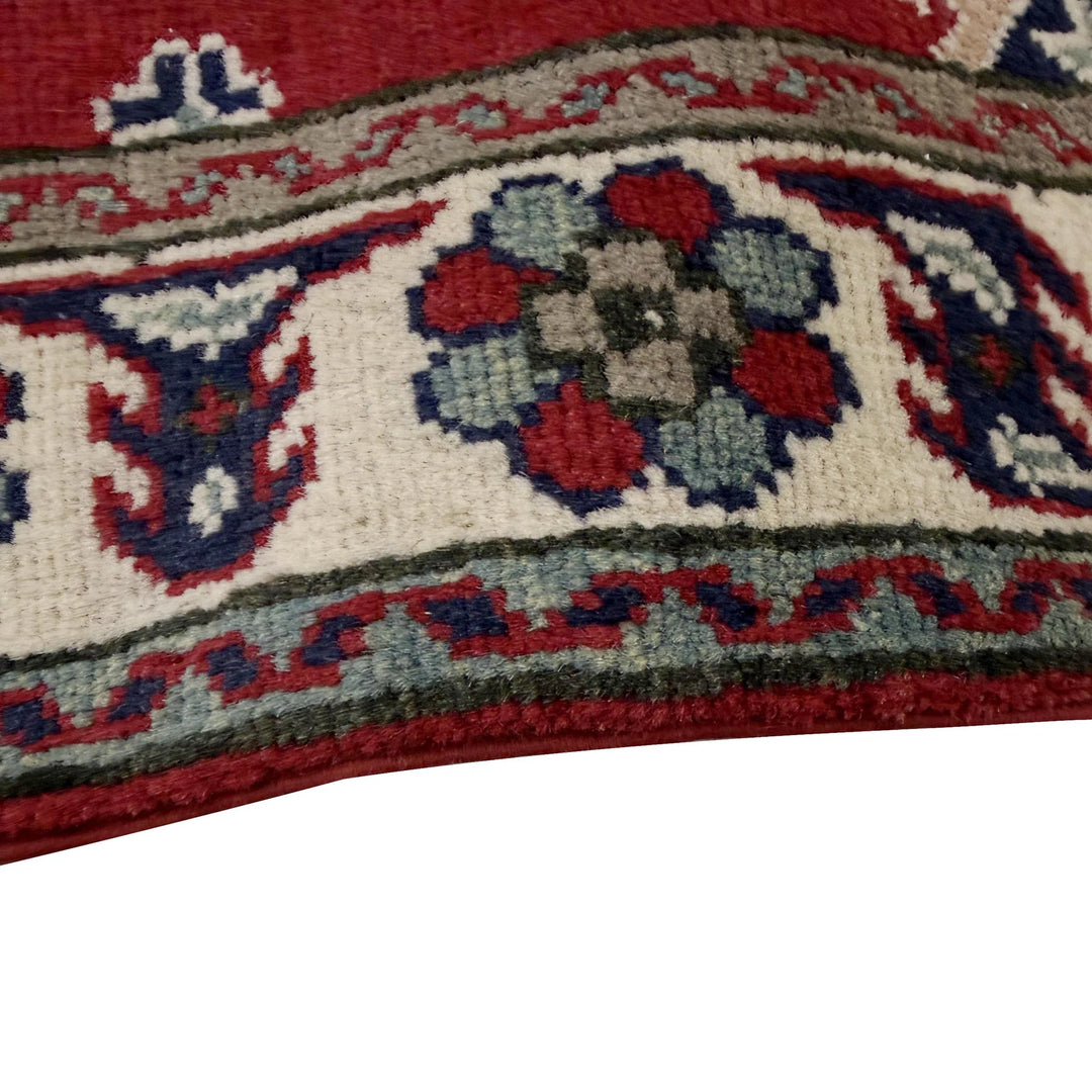 Red Afghan Kazak Rug 2' 7" x 4' 1" Hand-Knotted | No. AL49339