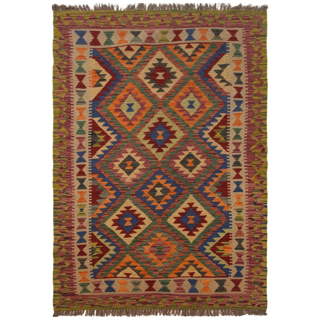 Afghan Kilim Rug 3' 3" x 5' 7" Flat-Weave | No. AL49358