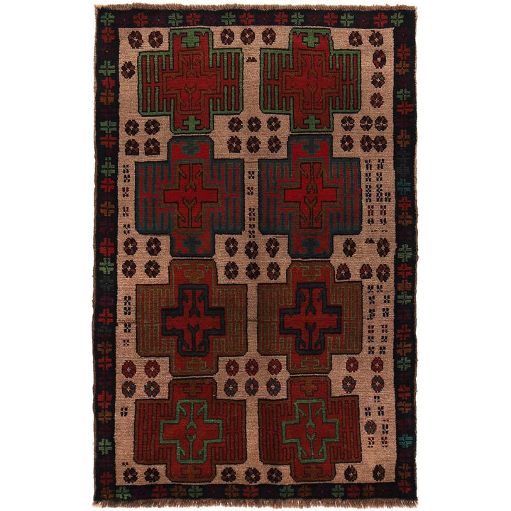 Afghan Baluchi Rug 4' 0" x 6' 7" Hand-Knotted | No. AL49363