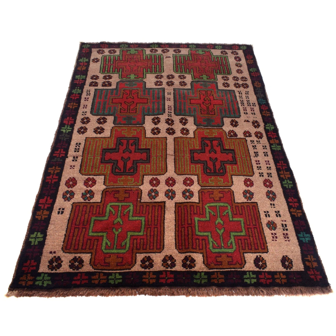 Afghan Baluchi Rug 4' 0" x 6' 7" Hand-Knotted | No. AL49363