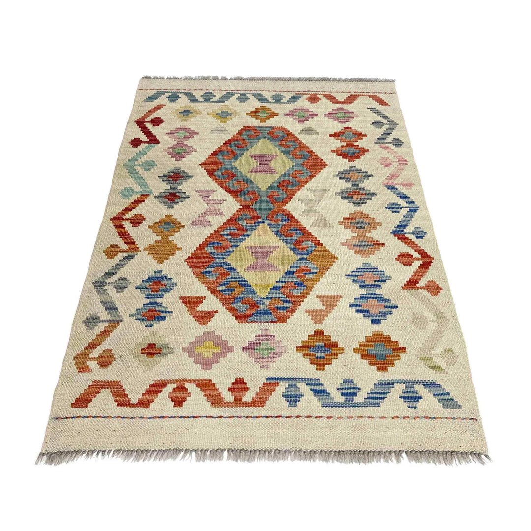 Afghan Vegetable Kilim Rug 2' 7" x 4' 0" Flat-Weave | No. AL494125