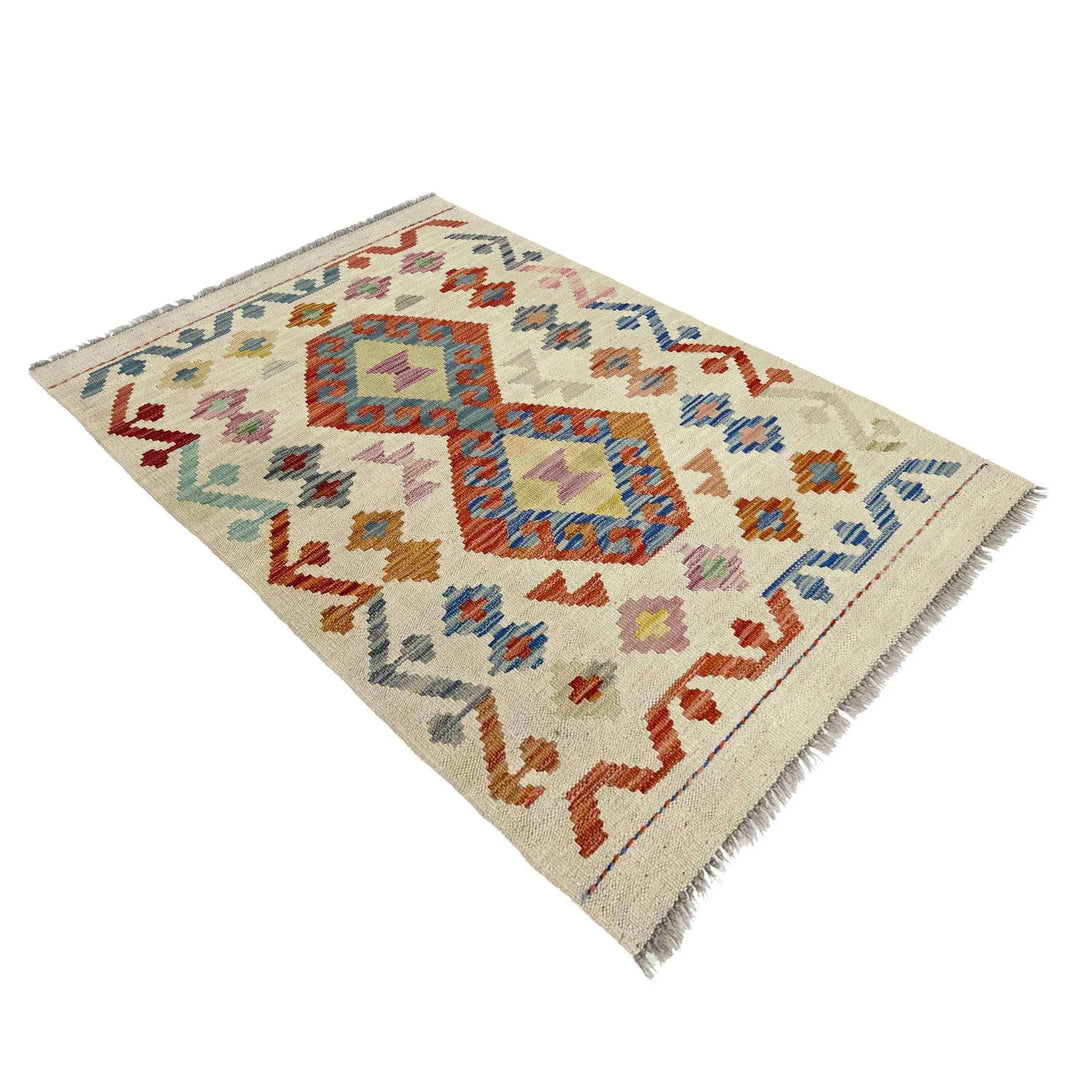 Afghan Vegetable Kilim Rug 2' 7" x 4' 0" Flat-Weave | No. AL494125