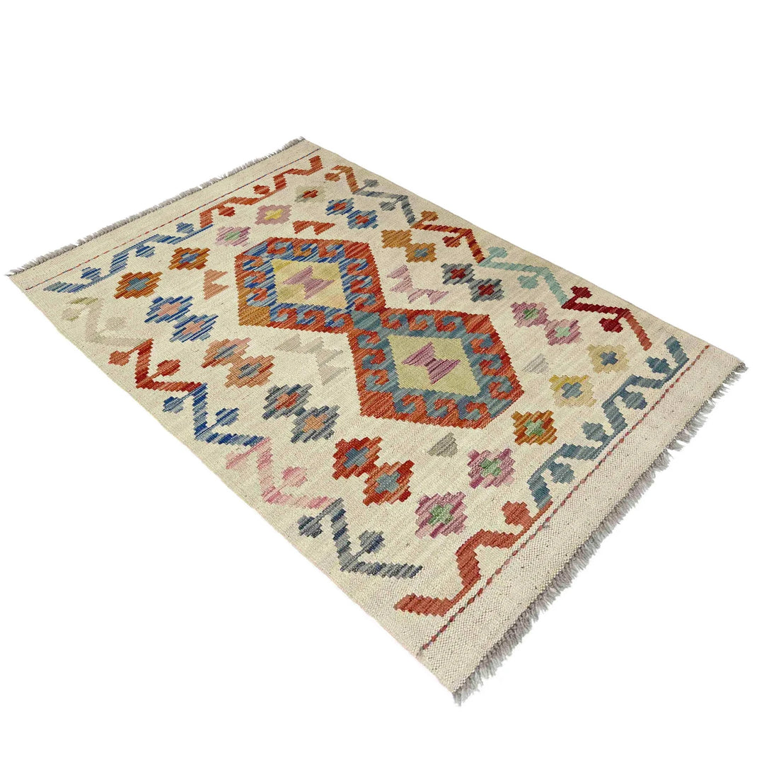 Afghan Vegetable Kilim Rug 2' 7" x 4' 0" Flat-Weave | No. AL494125