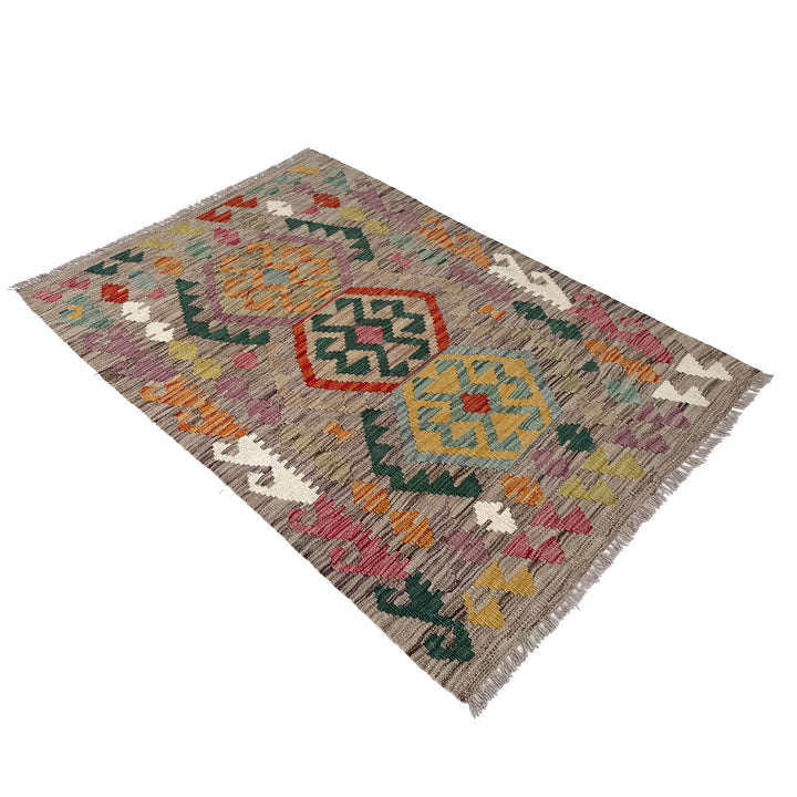 Afghan Vegetable Kilim Rug 2'7" x 4'0" Flat-Weave | No. AL49489