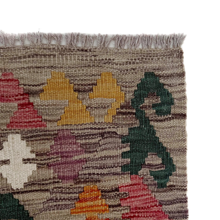 Afghan Vegetable Kilim Rug 2'7" x 4'0" Flat-Weave | No. AL49489