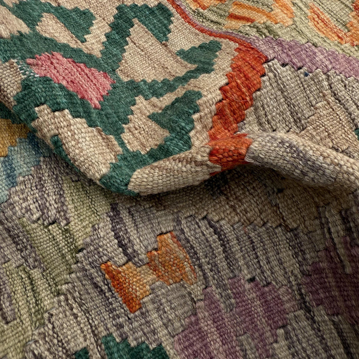 Afghan Vegetable Kilim Rug 2'7" x 4'0" Flat-Weave | No. AL49489