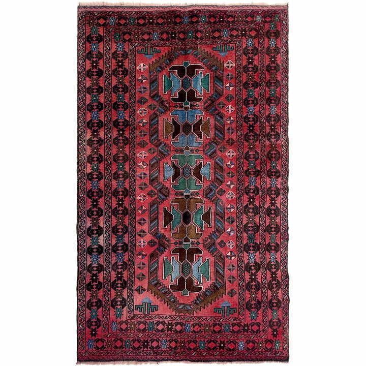 Afghan Baluchi Rug 3' 10" x 6' 11" Hand-Knotted | No. AL49507