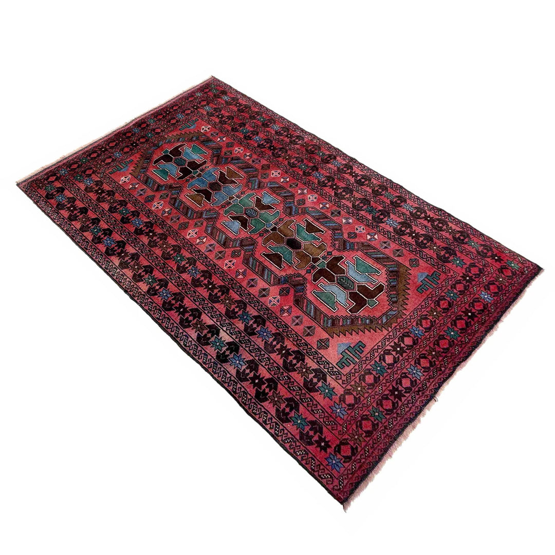 Afghan Baluchi Rug 3' 10" x 6' 11" Hand-Knotted | No. AL49507