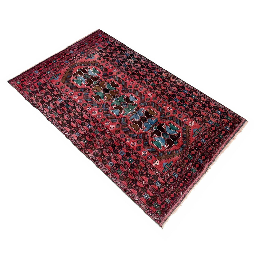 Afghan Baluchi Rug 3' 10" x 6' 11" Hand-Knotted | No. AL49507