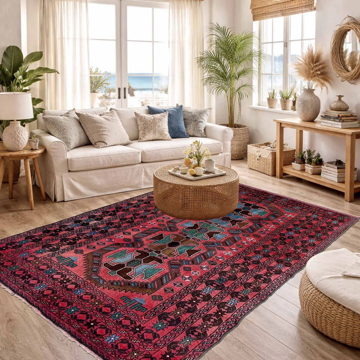 Afghan Baluchi Rug 3' 10" x 6' 11" Hand-Knotted | No. AL49507