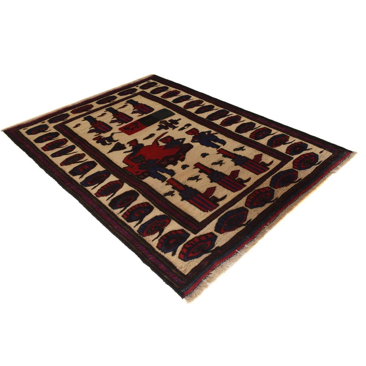 Afghan Animal Pictorial Rug 2' 9" x 3' 9" Hand-Knotted | No. AL49527