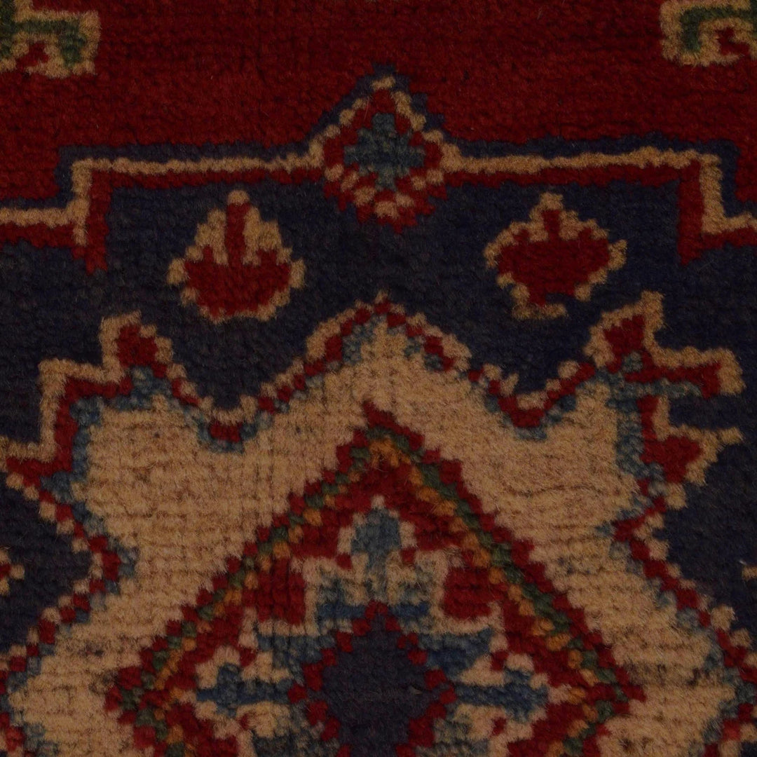 Red Afghan Kazak Rug 2' 7" x 3' 9" Hand-Knotted | No. AL49532