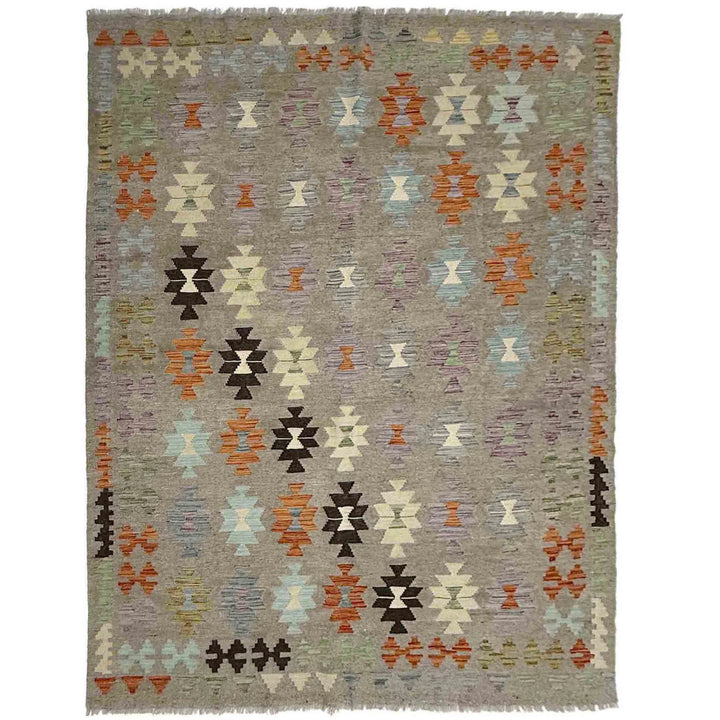 Multicolor Afghan Vegetable Kilim Rug 5' 11" x 7' 10" Flat-Weave | No. AL49574