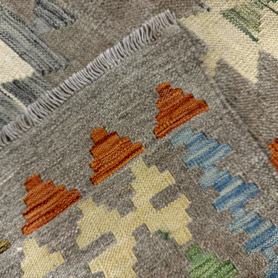 Multicolor Afghan Vegetable Kilim Rug 5' 11" x 7' 10" Flat-Weave | No. AL49574