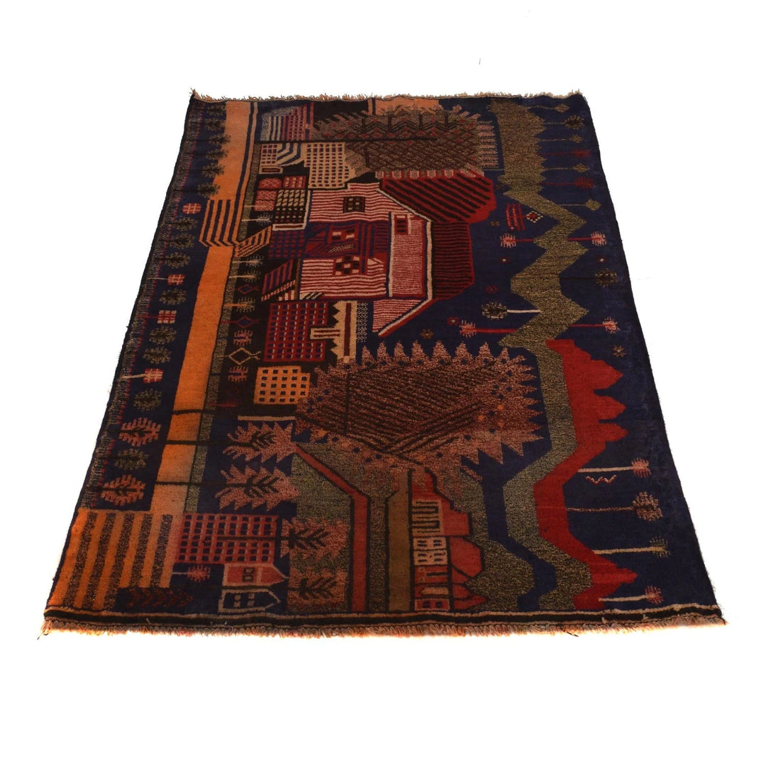 Afghan Pictorial Rug 2' 11" x 4' 10" Hand-Knotted | No. AL49589