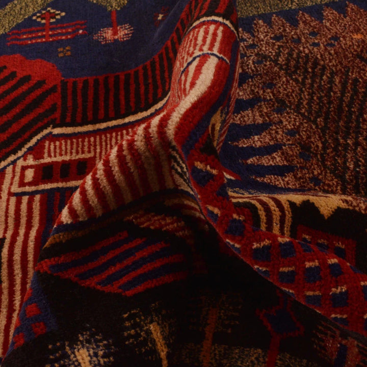 Afghan Pictorial Rug 2' 11" x 4' 10" Hand-Knotted | No. AL49589