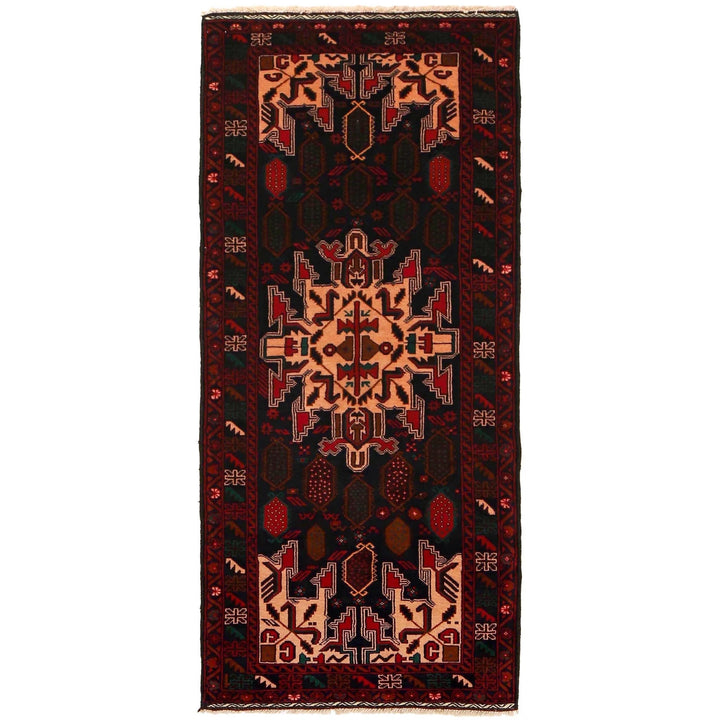 Afghan Baluchi Rug 2' 8" x 6' 11" Hand-Knotted | No. AL49603