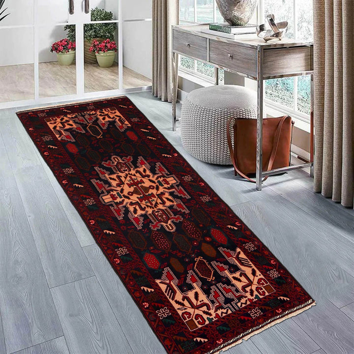 Afghan Baluchi Rug 2' 8" x 6' 11" Hand-Knotted | No. AL49603