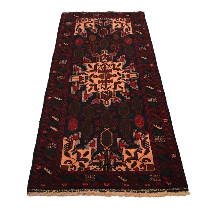 Afghan Baluchi Rug 2' 8" x 6' 11" Hand-Knotted | No. AL49603